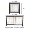 Adjustable Wooden Freestanding Pet Gate, 24" Tall Step Over, Expands to 42.5"