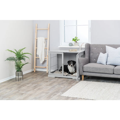 38.7" Dog Crate, Wooden Indoor Kennel Furniture for Large Dogs Up to 66 lb, Gray