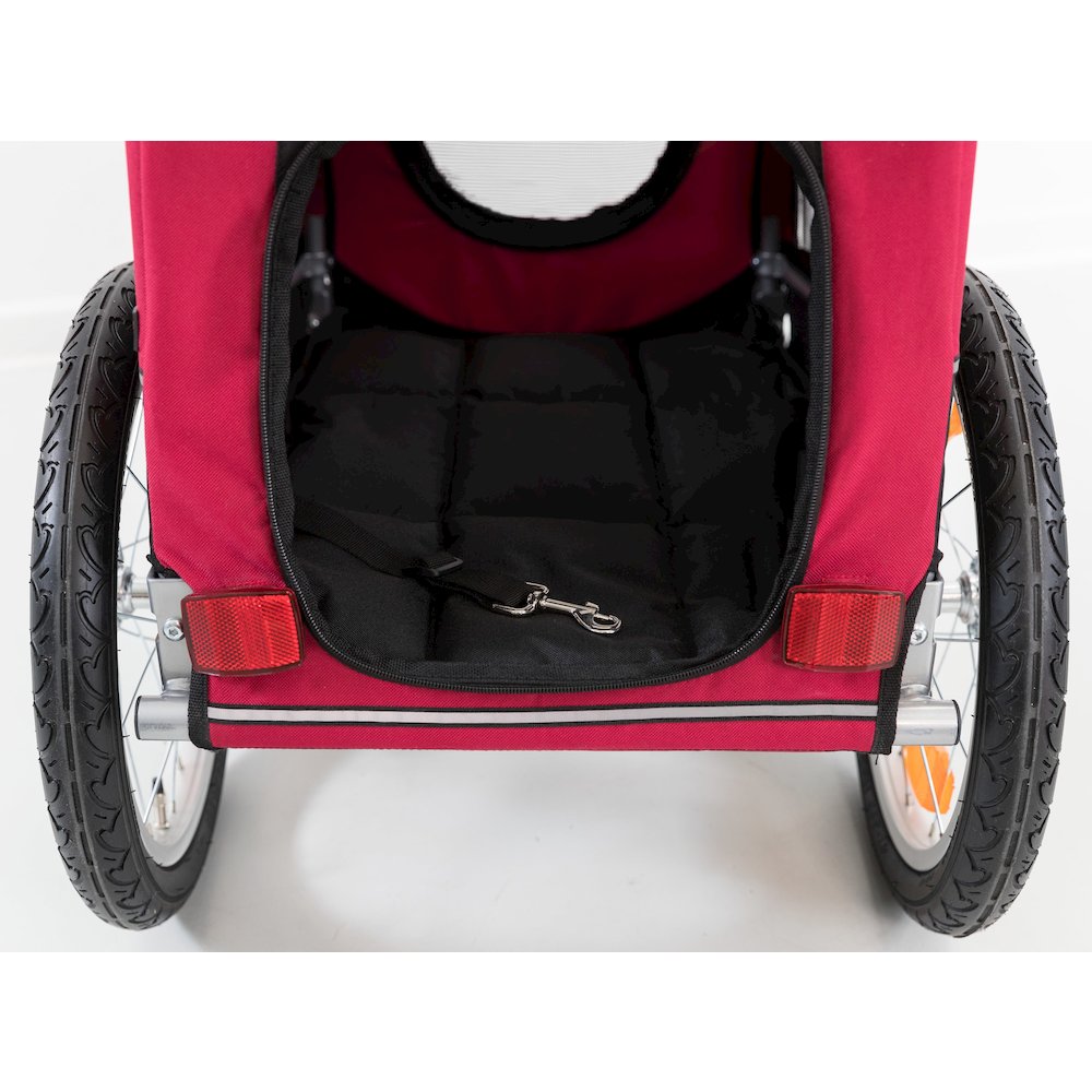 Foldable Bicycle Trailer for Small Dogs with Windows & Large Door, Black & Red