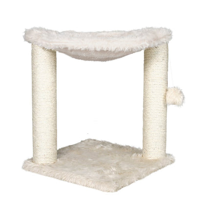 Baza Jute 19.7" Cat Scratching Posts with Hammock & Hanging Cat Toy, Cream