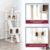 Celeste Plush 4-Level 69" Cat Tree  Sisal Scratching Posts Condo & Cat Toy Cream