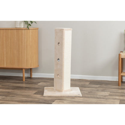 Soria Plush & Sisal 31.5" Square Scratching Posts, Cat Toys for Hunting, Beige