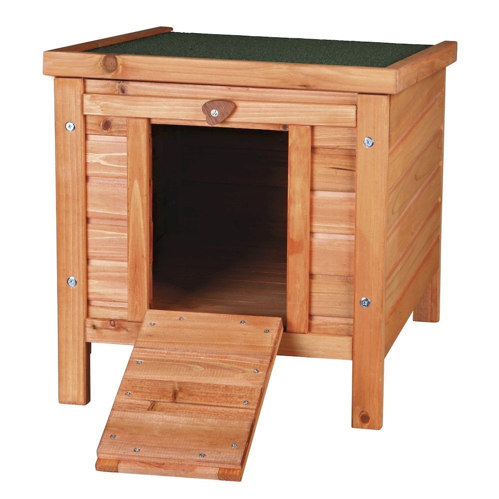 Outdoor Wooden Small Animal Home with Hinged Roof, Raised Floor for Rabbits