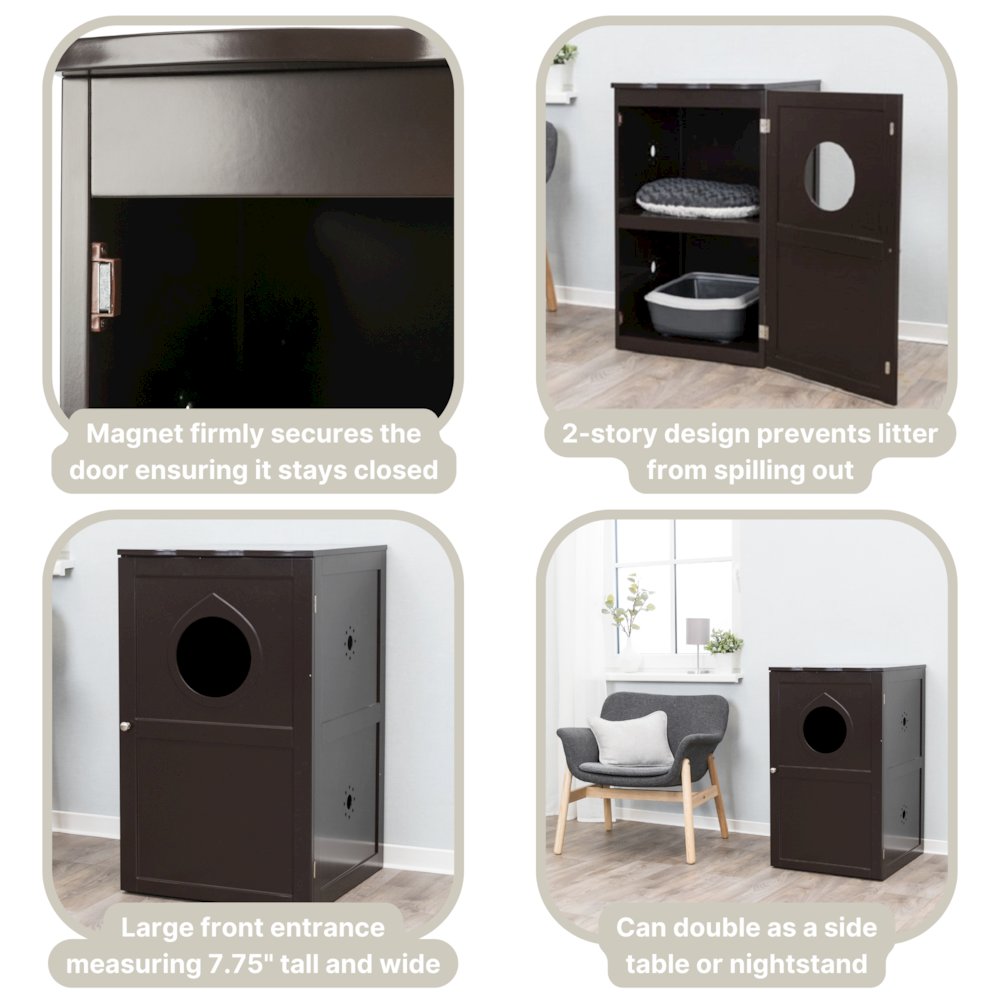 2-Story Cat Litter Box Enclosure Hidden Litter Indoor Cat Furniture Accent Table