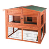 Deluxe Weatherproof Outdoor 2-Story Large Wooden Small Animal Hutch, Run, Tray