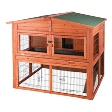 Deluxe Weatherproof Outdoor 2-Story Large Wooden Small Animal Hutch, Run, Tray