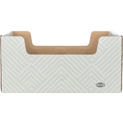 Cardboard Cat Scratching Box with Peek-a-Boo Openings & Double-Sided Scratcher