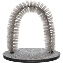 Cat Massager and Self Grooming Arch, Bristle Ring Brush, Carpet Scratcher, Gray