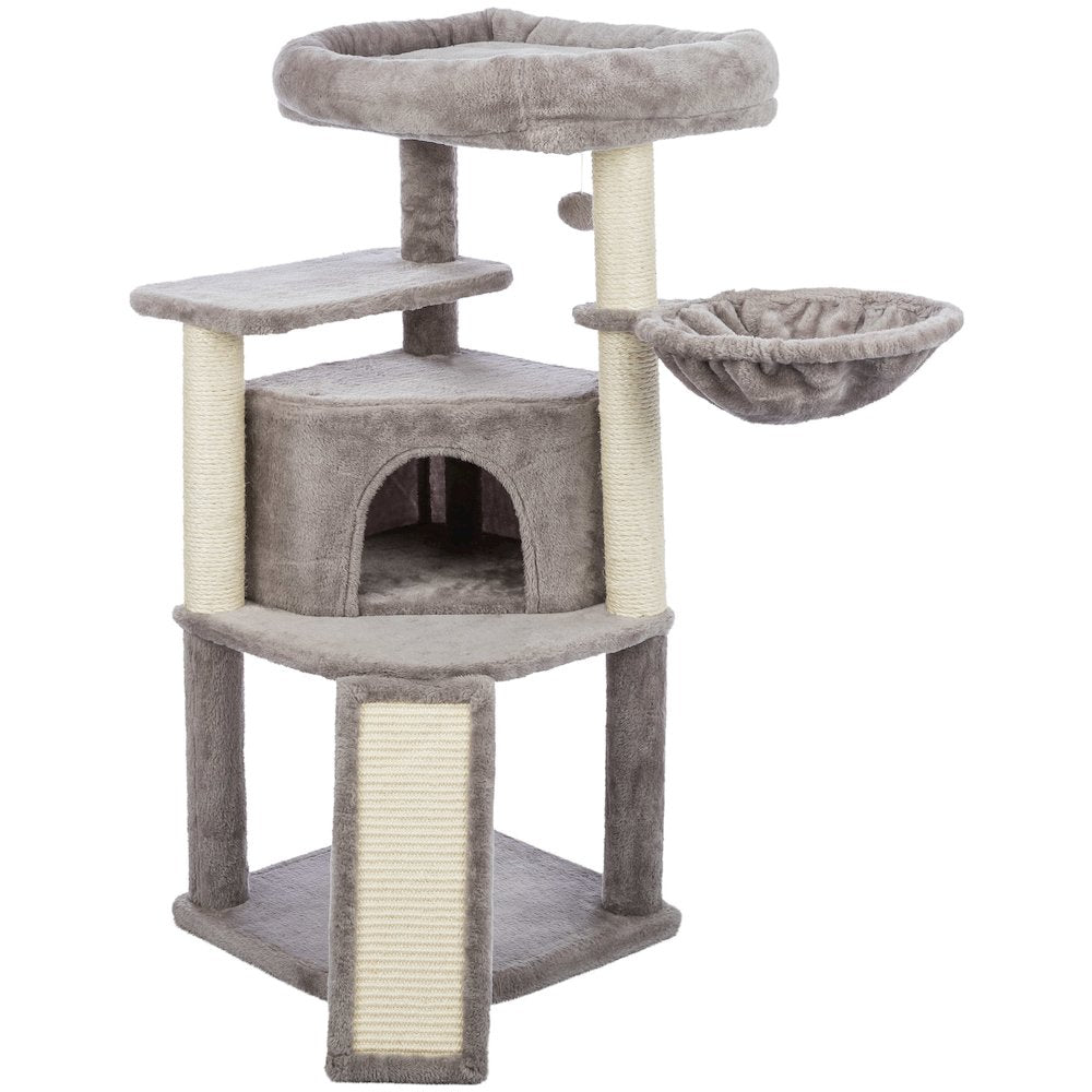 Adriana Plush & Sisal 3-Level 41.7" Cat Tree with Scratching Posts & Condo, Gray