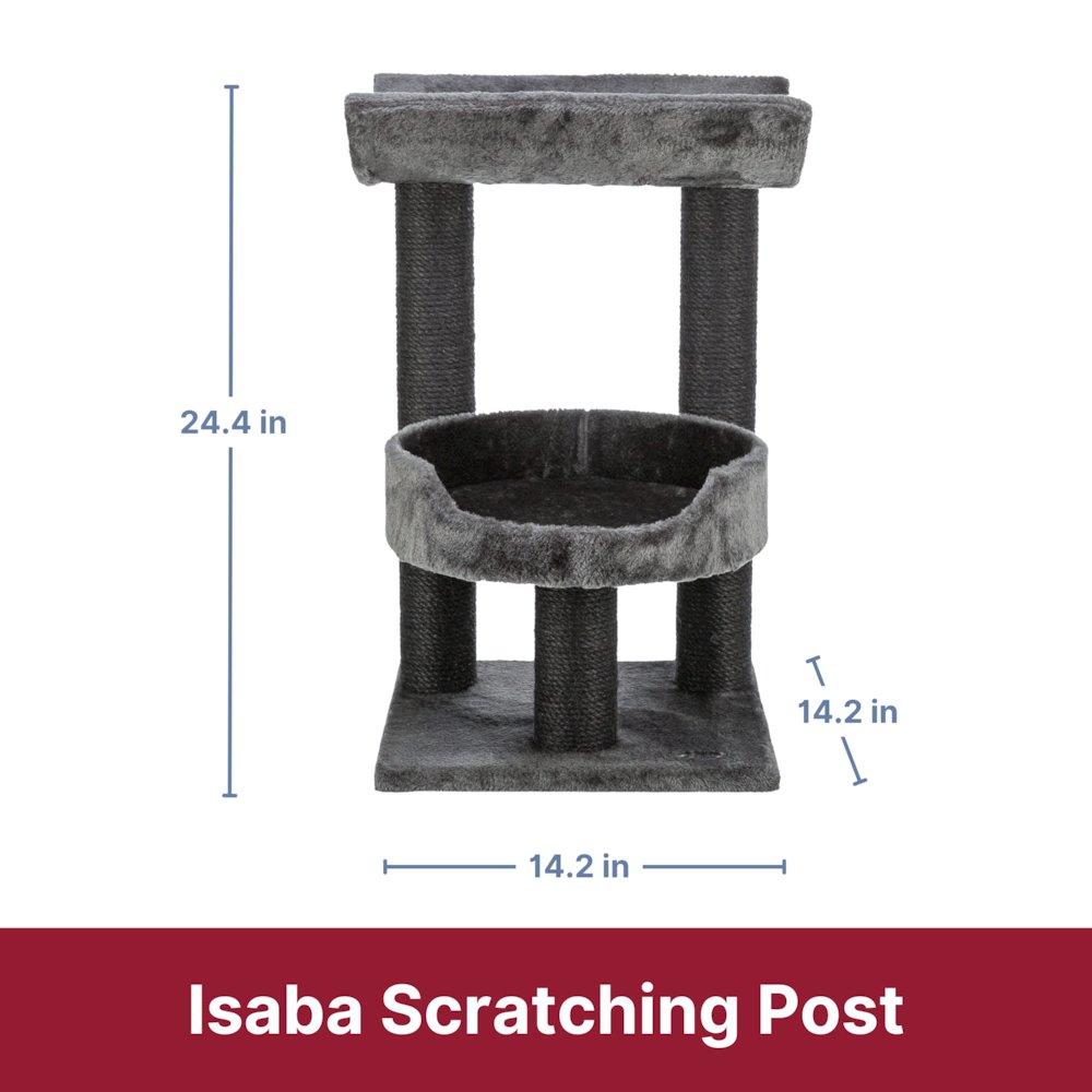 Isaba Plush 2-Level 24.4" Cat Tree with Sisal Scratching Posts, 2 Perch