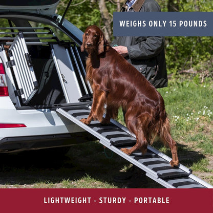 Collapsible Non-Slip 69" Long Aluminum Pet Ramp, Silver-Black, 198 lb Limit