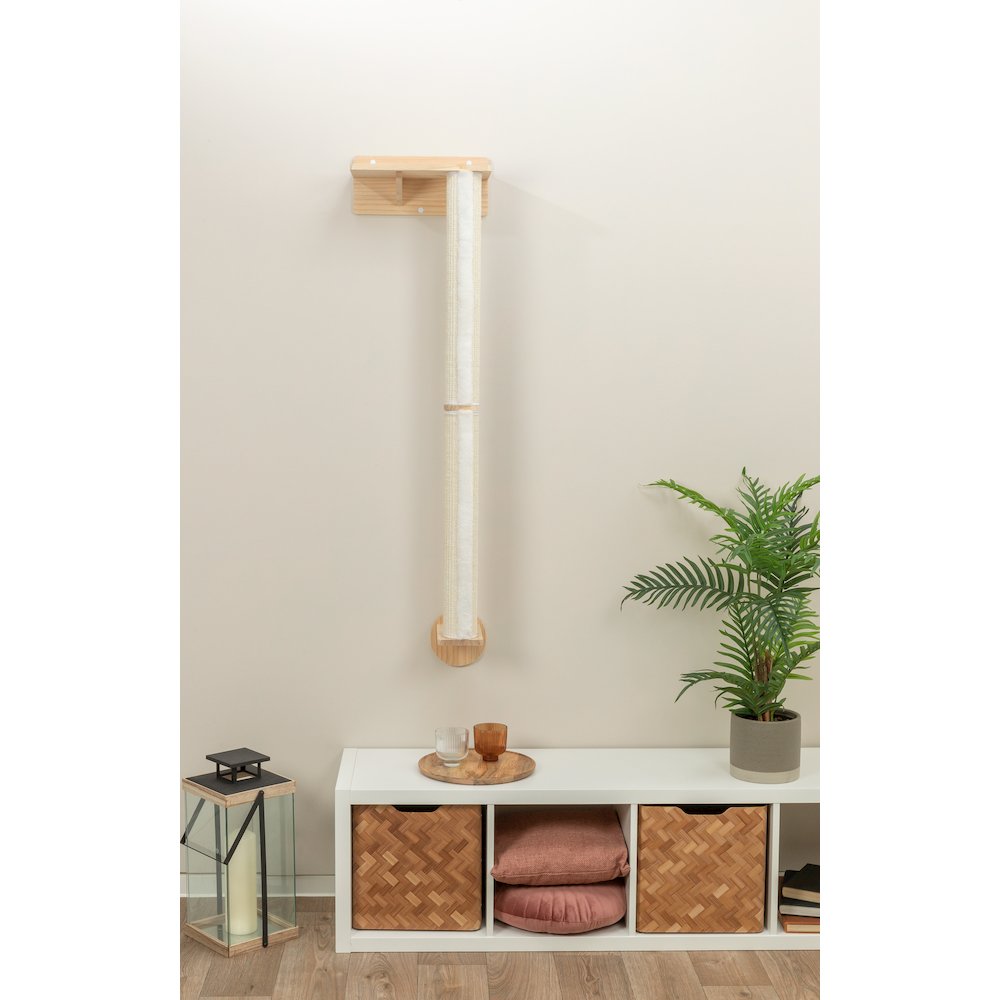 Wall Set 1 Wall Mounted Sisal Cat Scratching Post with Ledge, Natural