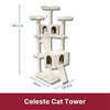Celeste Plush 4-Level 69" Cat Tree  Sisal Scratching Posts Condo & Cat Toy Cream