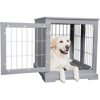 32.7" Dog Crate, Wooden Indoor Kennel Furniture for Medium Dogs Up to 50 lb