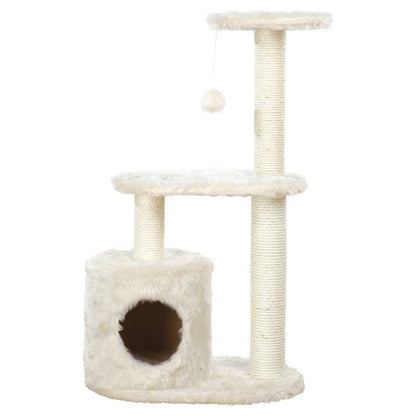 Casta Plush & Sisal 3-Level 37.4" Cat Tree with Scratching Posts & Condo, Cream