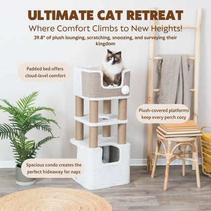 Lucano 39.8" Multi-Level Cat Tree with Sisal Scratching Posts