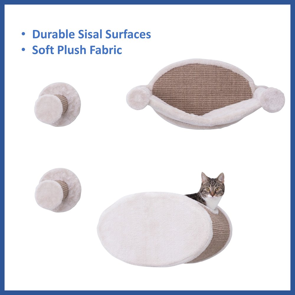 Multi-Level Wall Mounted Cat Perch and Lounge Set with Condo & Hammock, 4 Piece