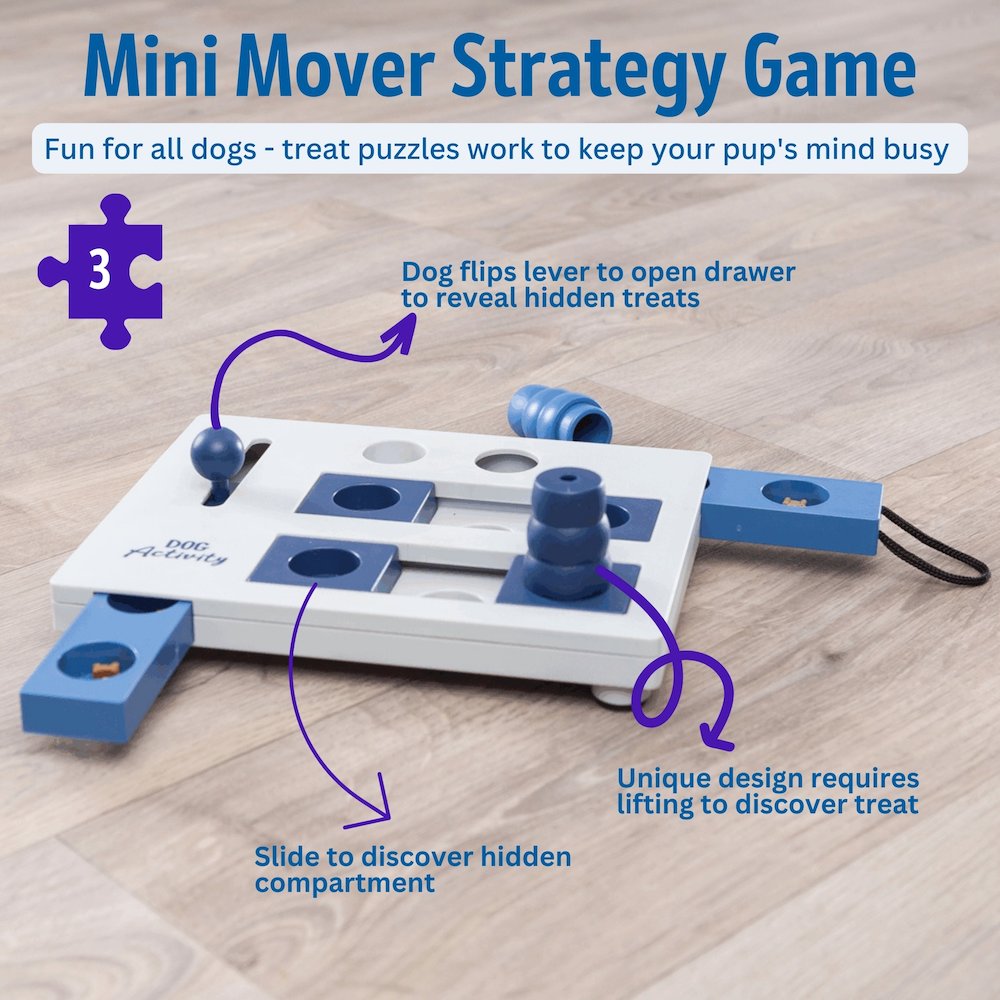 Dog Activity Mini Mover Strategy Game, Level 2 Dog Puzzle Toy, Treat Dispenser