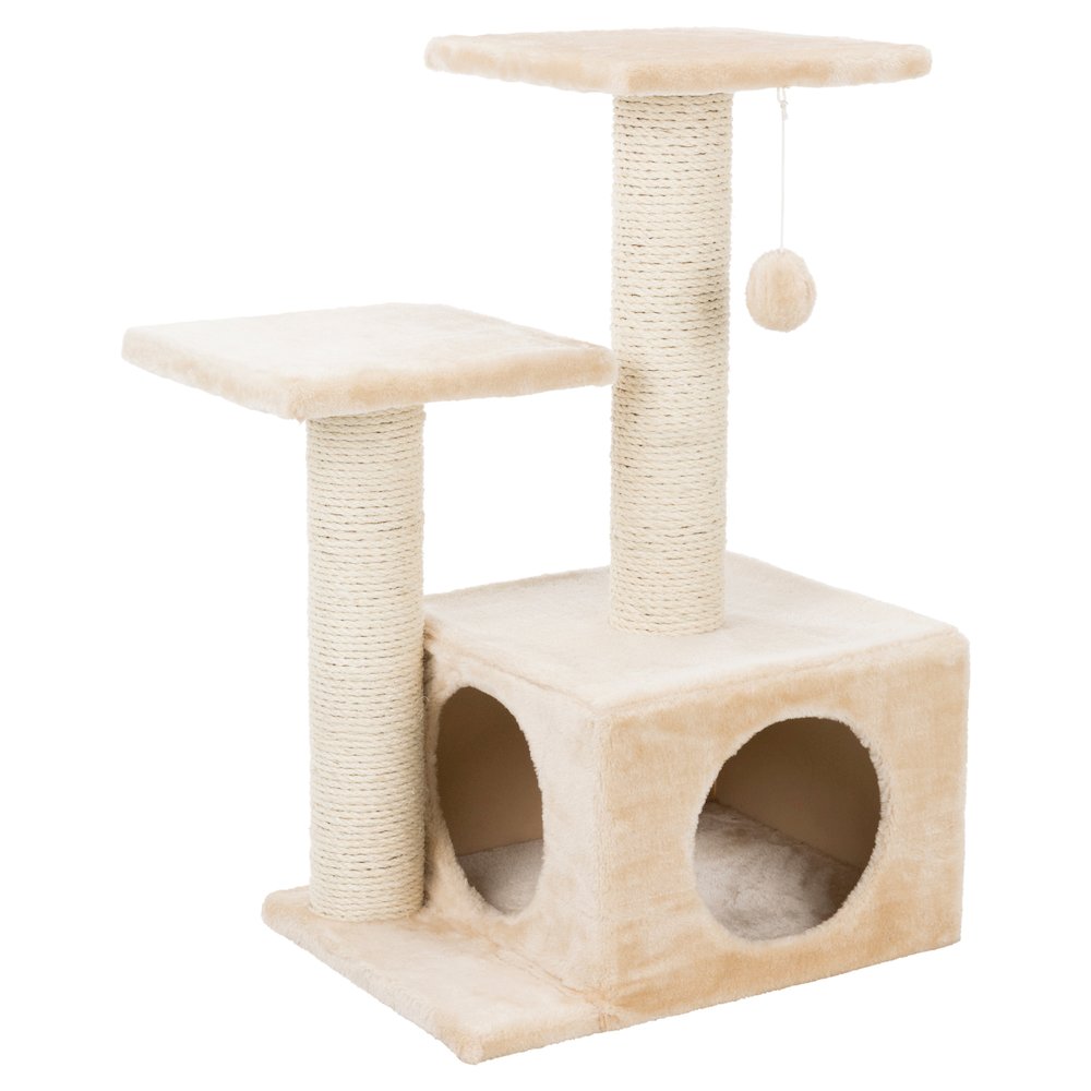 Valencia Plush & Sisal 3-Level 28" Cat Tree with Scratching Posts & Condo, Beige