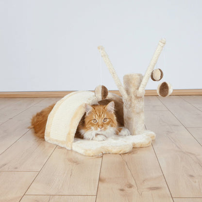 Tavira Plush & Sisal Kitten Scratching Pad and Toy Tree, Beige