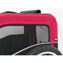 Foldable Bicycle Trailer for Small Dogs with Windows & Large Door, Black & Red