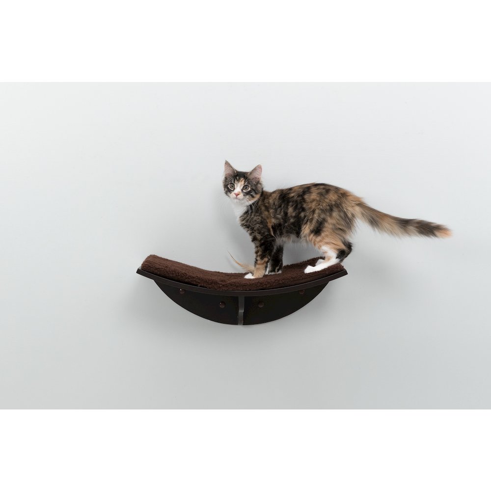 Lea Space Saving Wall Mounted Cat Perch with Soft Cushion, Espresso Brown