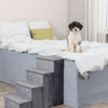 4-Step Foldable Velour Pet Stairs with Storage, Gray