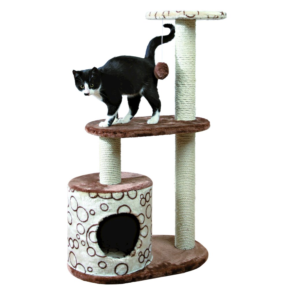 Casta Plush & Sisal 3-Level 37.4" Cat Tree with Scratching Posts & Condo, Brown