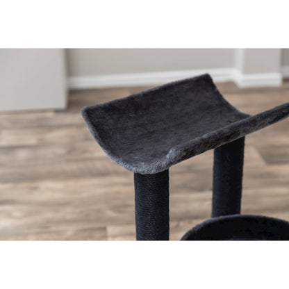 Isaba Plush 2-Level 24.4" Cat Tree with Sisal Scratching Posts, 2 Perch