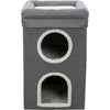 Saul 25" Cat Tower, 2-Story Cat Condo, Sisal Cat Scratcher, Cat Cube, Gray