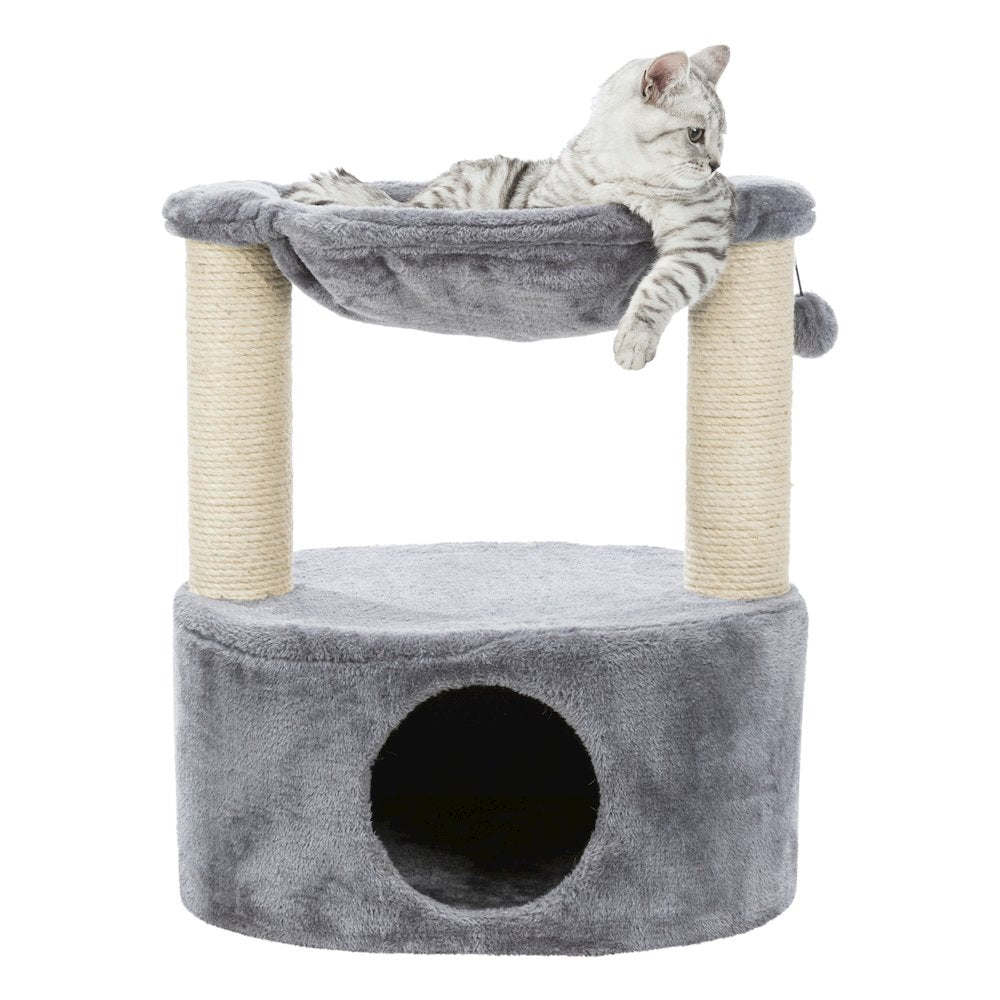Baza Grande Plush & Sisal 24" Cat Tree, Cat Condo and Hammock, Cat Toy, Gray