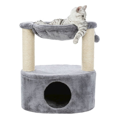 Baza Grande Plush & Sisal 24" Cat Tree, Cat Condo and Hammock, Cat Toy, Gray