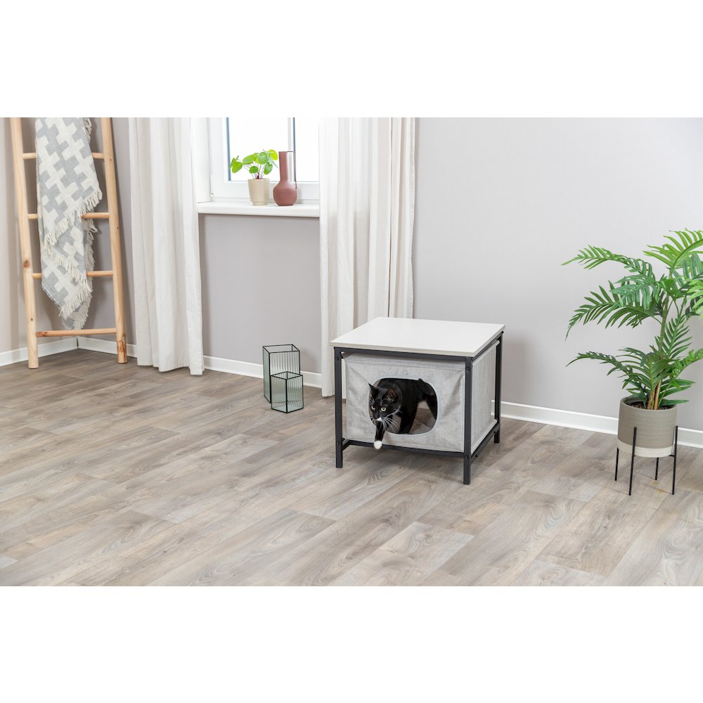 Emmie Indoor Cat Condo, Cat Bed Side Table, Cat Hideaway Cave with Cozy Cushion