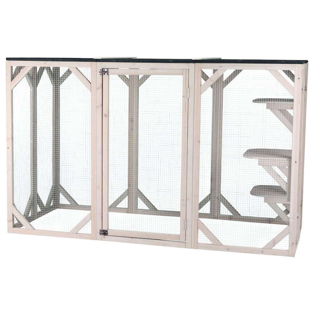 natura Weatherproof Wooden Cattery with 3 Perches, 44L x 70.9W x 31.5H, Gray