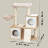 Addison Sisal & Wood 35.5" Cat Tree, Modern Cat Tower, Condos, Hammock, Cozy Bed