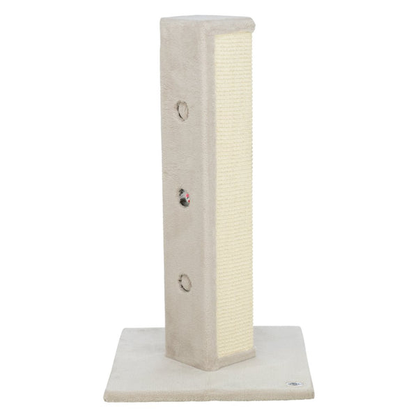 Soria Plush & Sisal 31.5" Square Scratching Posts, Cat Toys for Hunting, Greige