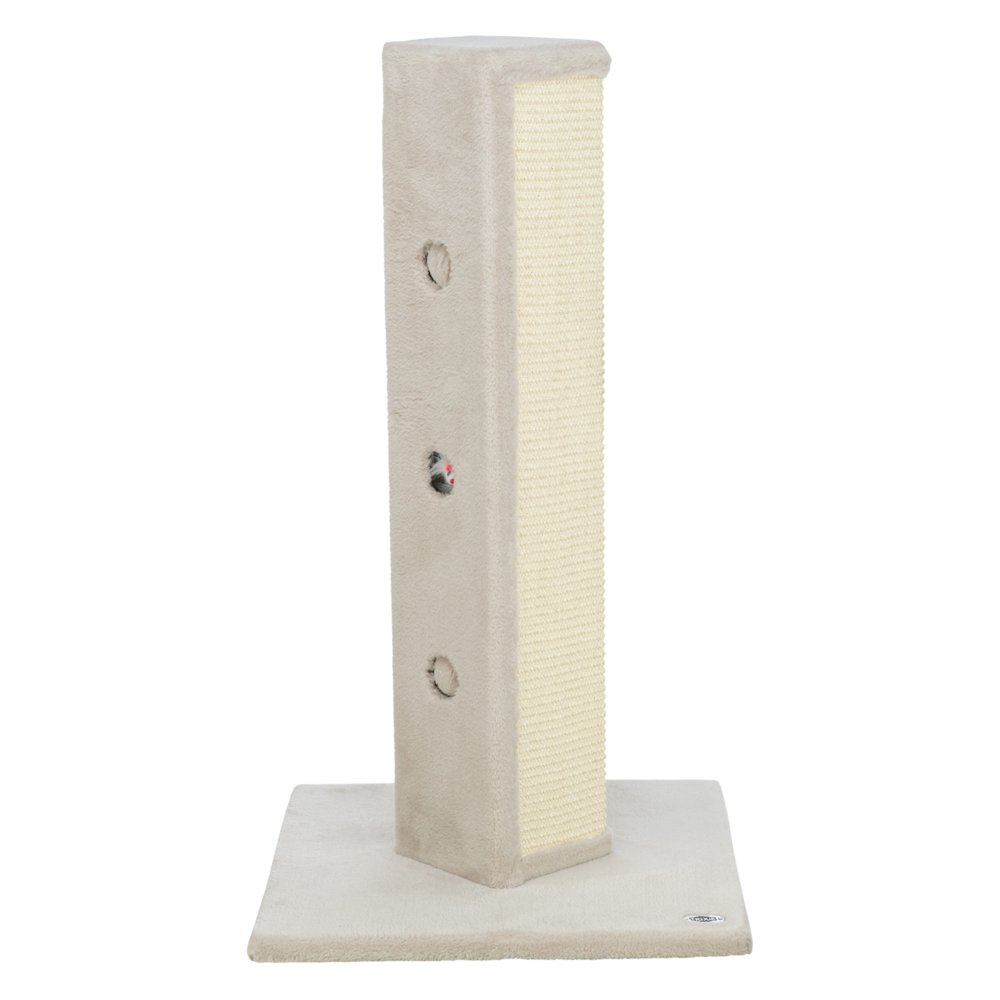 Soria Plush & Sisal 31.5" Square Scratching Posts, Cat Toys for Hunting, Greige