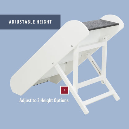 Adjustable 4-Step Pet Stairs, White