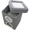 Saul 25" Cat Tower, 2-Story Cat Condo, Sisal Cat Scratcher, Cat Cube, Gray
