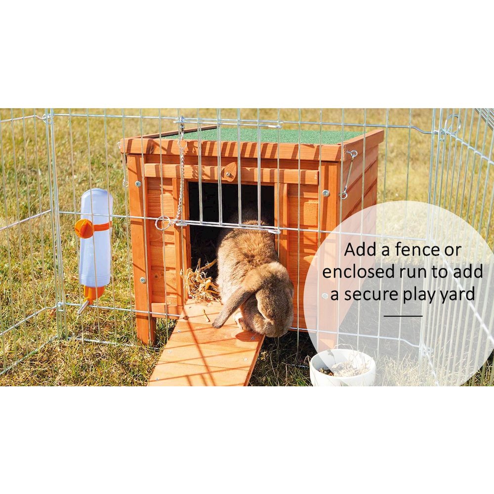 Outdoor Wooden Small Animal Home with Hinged Roof, Raised Floor for Rabbits