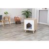 Isa Indoor Wooden Cat Condo, Modern Cat Bed Side Table with Cozy Cushion