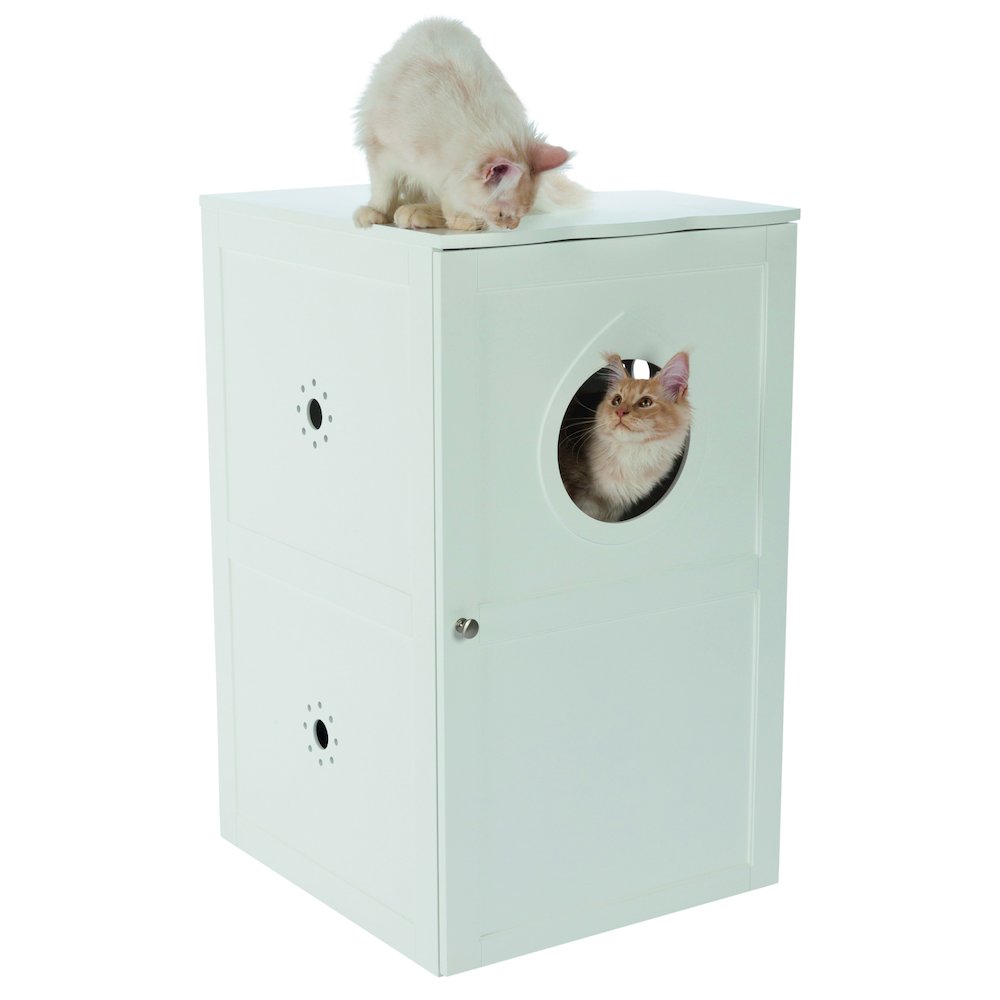 2-Story Cat Litter Box Enclosure Hidden Litter Indoor Cat Furniture Accent Table