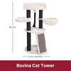 Bovina Plush & Sisal 3-Level 55.5" Cat Tree, Scratching Posts & Hammock, Black
