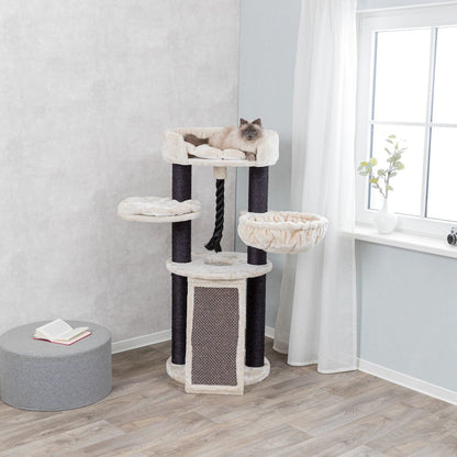 Bovina Plush & Sisal 3-Level 55.5" Cat Tree, Scratching Posts & Hammock, Black