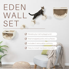 Eden Wall Mount Cat Tree Set, 2 Condos with 3 Steps, Cat Furniture