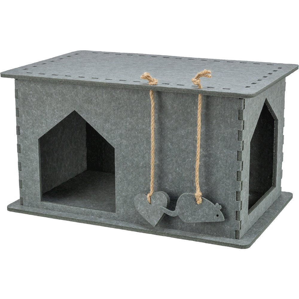 Lene Felt Indoor Cat Condo, Small Cat Hideaway - Cat Toy, Jute Scratching Pads