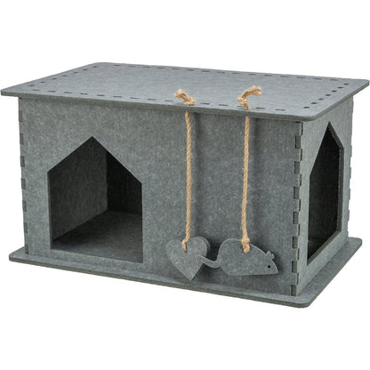 Lene Felt Indoor Cat Condo, Small Cat Hideaway - Cat Toy, Jute Scratching Pads
