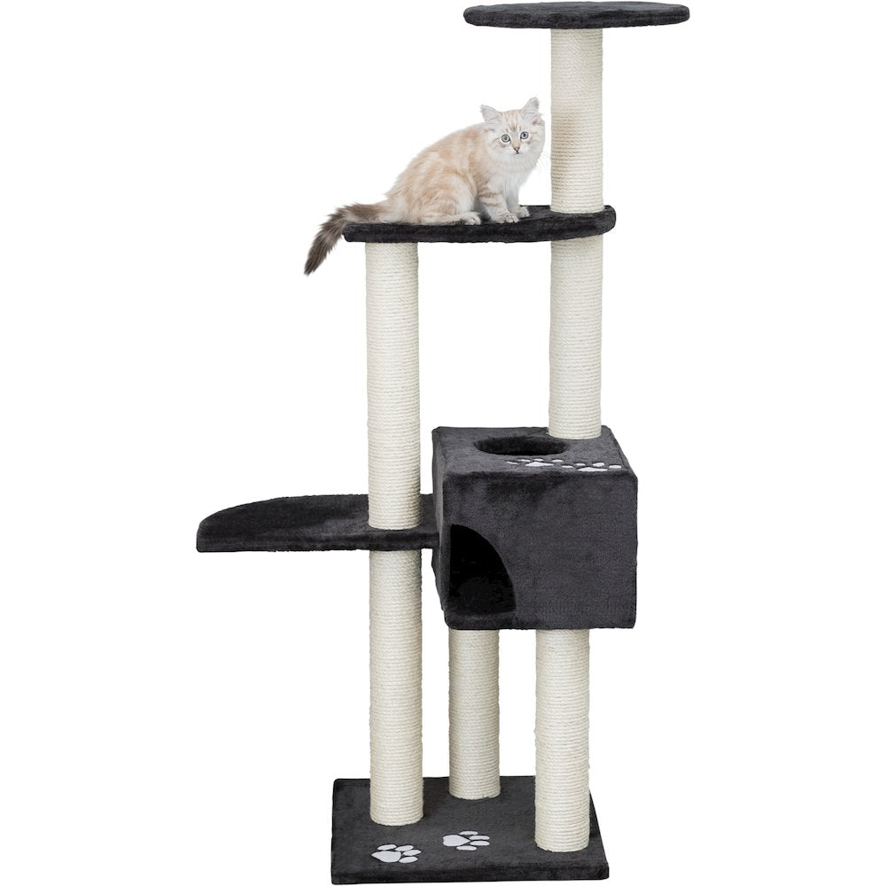 Alicante Plush & Sisal 3-Level 56" Cat Tree with Scratching Posts & Condo, Gray