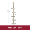 Kobe Sisal & Plush 90.5"-104" Ceiling Mount Cat Tree, 4-Level Cat Tower, Beige