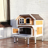 2-Story Weatherproof Elevated Outdoor Cat Retreat with Balcony, Brown
